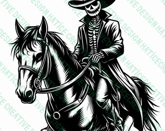Halloween cowboy riding a horse Svg, Cowboy Dxf, Cowboy Png, Cowboy Design With Halloween By Print, Gift For Design Lover, Halloween Cowboy
