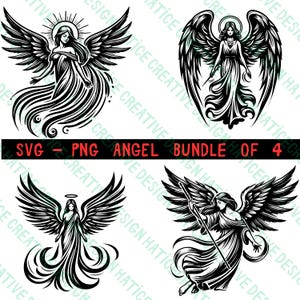 Angel SVG Bundle, Angel Clipart, Hand Drawn Arch Angel Theme Vector Illustration, Holiday Design Dxf, Angle Vector, Angel Graphics SVG