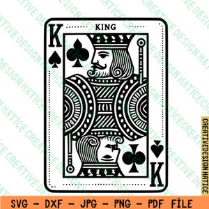 Roi des cartes à jouer SVG, Roi des cartes de poker Svg, jeu complet de cartes Svg, Svg à usage commercial, Roi des cartes de poker Svg, fichiers de coupe pour Cricut, Clipart