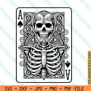 Poker Card Skull SVG PNG, Playing Card Skull Svg, Mazzo completo di carte Svg, Uso commerciale Svg, Poker Cards Skull Svg, File di taglio per Cricut, A