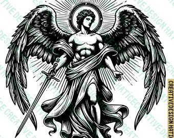 Archanioł Gabriel SVG, Gabriel Clipart, Ręcznie rysowany Archanioł Gabriel Motyw Wektor Ilustracja, Archanioł Gabriel Clipart, Natychmiastowe Pobieranie