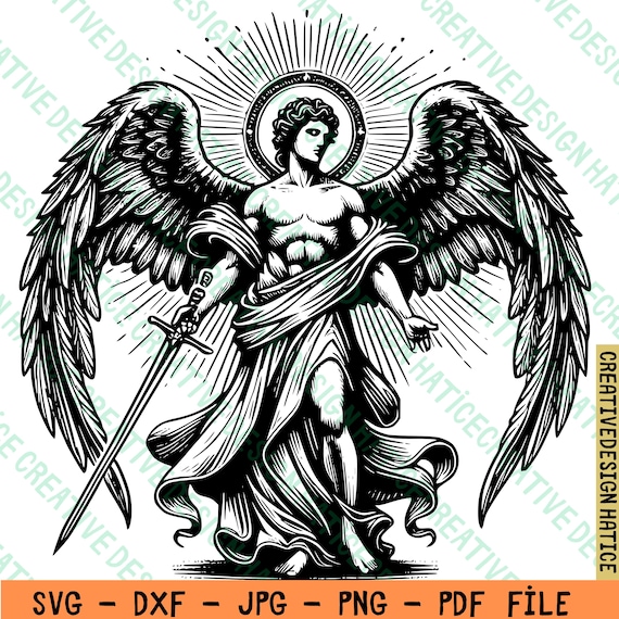 Archangel Gabriel SVG, Gabriel Clipart, Hand Drawn Archangel
