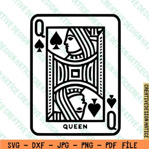 Carte à jouer Reine SVG PNG, Poker Card Queen Svg, jeu complet de cartes Svg, Svg à usage commercial, Poker Cards Reine Svg, couper des fichiers pour Cricut.