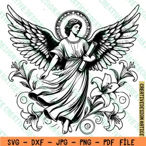 Archangel Gabriel SVG, Gabriel Clipart, Hand Drawn Archangel Gabriel Theme Vector Illustration, Archangel Gabriel Clipart, Instant Download