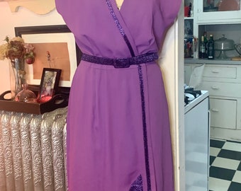 Vintage New Leaf By Samir Dress with Lurex Belt Eighties does Forties