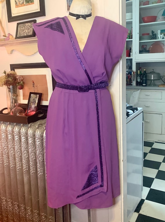 Vintage New Leaf By Samir Dress with Lurex Belt Ei