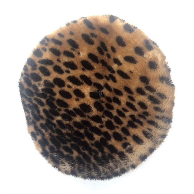 Faux Fur Beret Cheetah Print Fuzzy Hat image 3