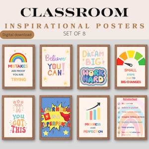 Classroom Posters, Inspirational, Motivation, Growth Mindset, School Printables, Classroom Decor, Bulletin Board (PDF Download)