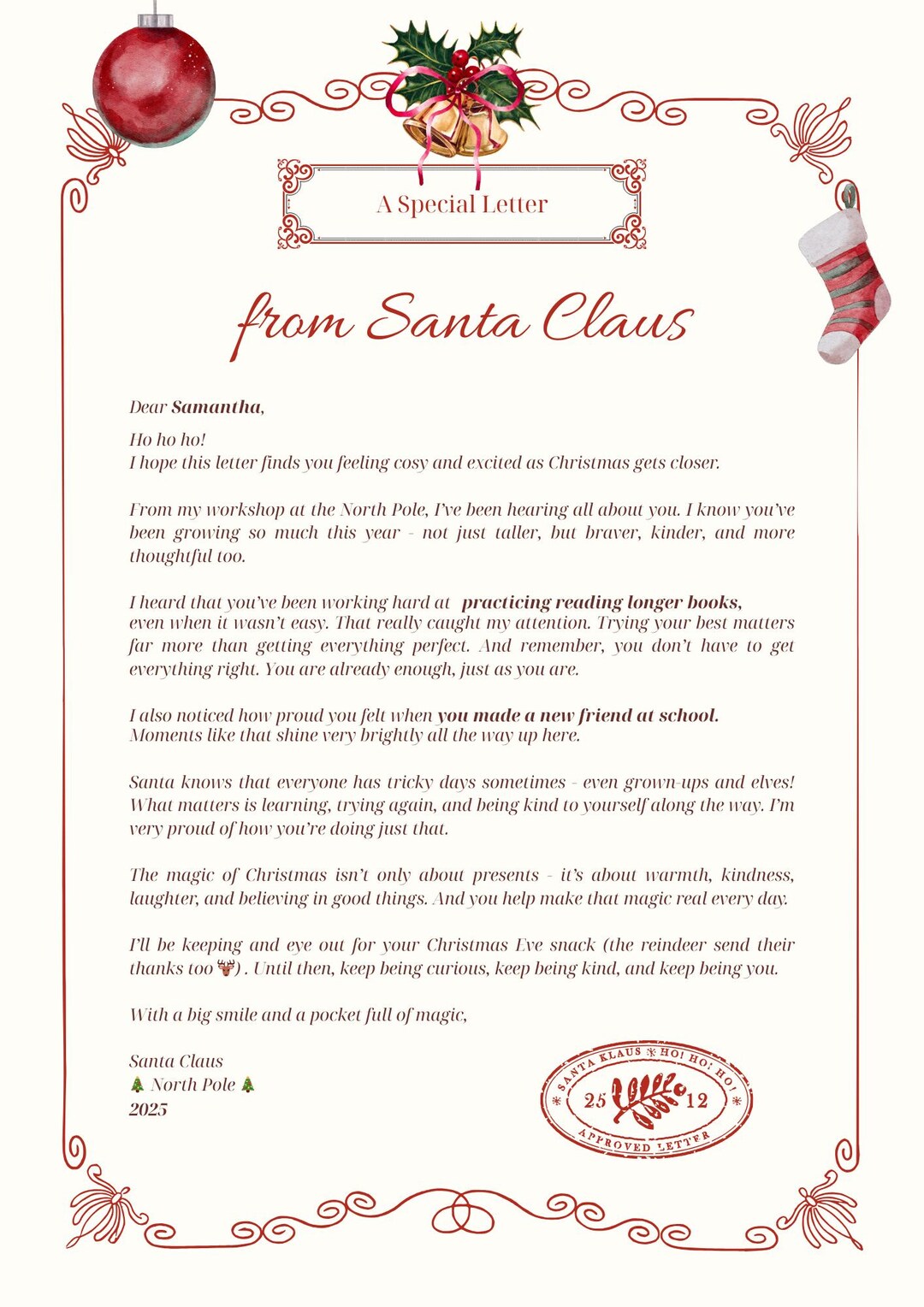 Editable Santa Letter for Kids | Gentle Christmas Keepsake (digital ...