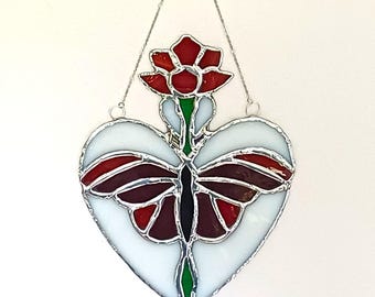 Ex-Voto, Herzaufhängung, Glasdekoration, Buntglas