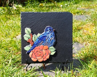 Slate plaque, mosaic and engraving of your choice, tribute, funeral plaque