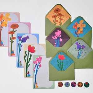 Writing Letter Set - Comes 10 sheets paper , 5 handmade envelope, 5 stickers.