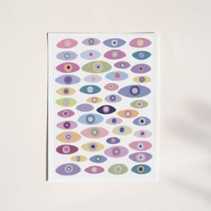 Colorful Eye Wall Art – Abstract Evil Eye Print | Modern Pastel Decor for Bedroom, Dorm, or Office | Playful Protection Vibes