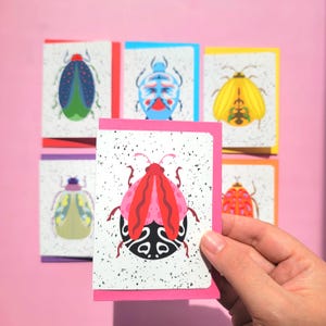 Set of 6 Handmade Cute Colorful Bug Cards blank greeting cards with envelopes