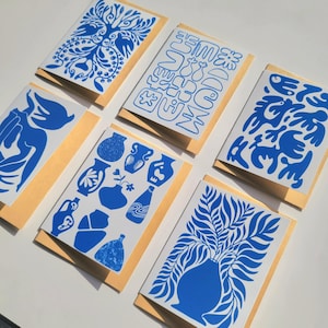 Lot de 6 cartes de voeux vierges faites main avec enveloppes
