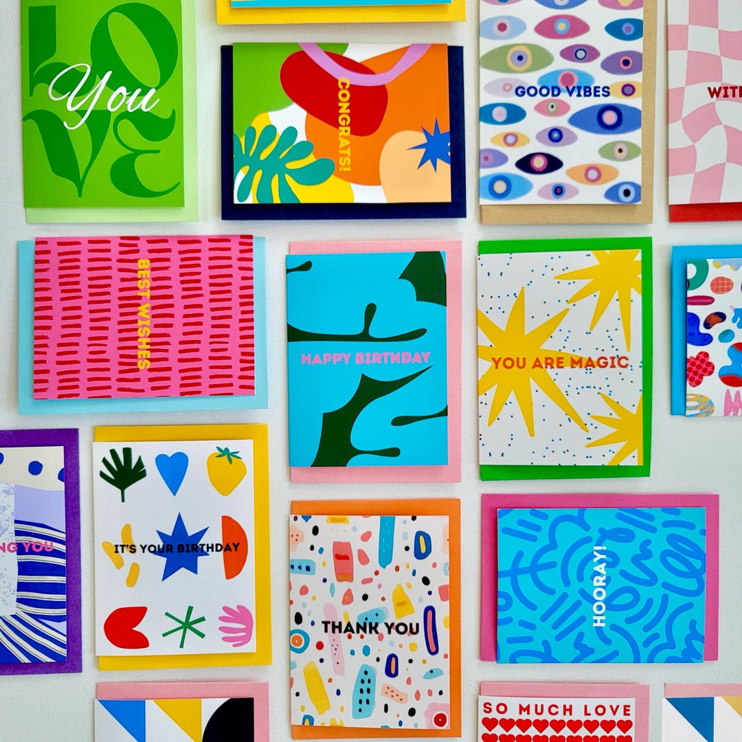 Handmade Colorful Greeting Card Set, Blank Inside (set of 15) - Etsy