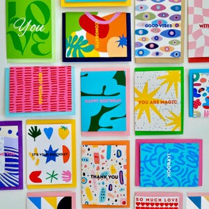 Handgefertigtes Buntes Grußkarten-Set, innen leer (15er-Set)