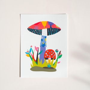 Whimsical Mushroom Art Print – Colorful Nature Illustration | 5x7 or 8x10 | Playful Forest Wall Decor | Gift-Ready & Frame Options
