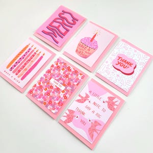 Lot de 6 cartes de voeux et de remerciements vierges faites main avec enveloppes
