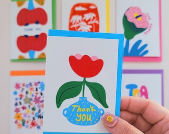 Set of 6 Handmade blank greeting cards with envelopes