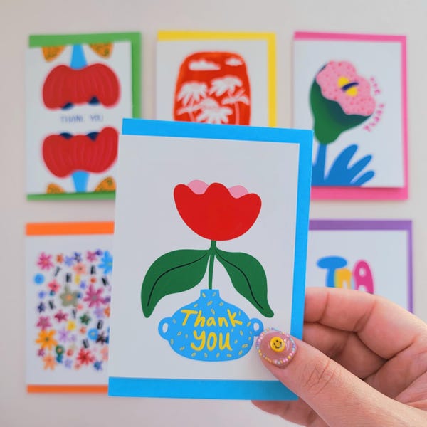 Set of 6 Handmade blank greeting cards with envelopes