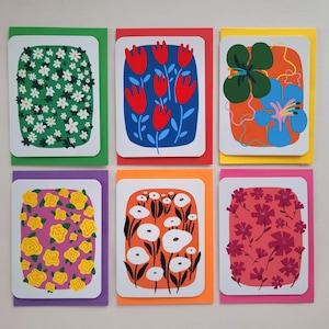 Lot de 6 mini cartes florales vierges faites main avec enveloppes