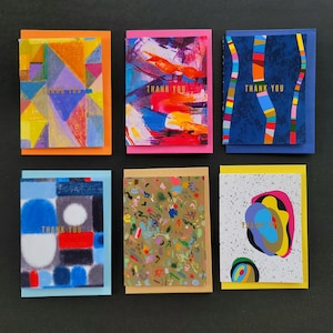 Lot de 6 mini cartes de voeux vierges faites main avec enveloppes