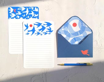 Day & Night Briefpapier Set, Bunte Briefpapier Umschläge, Folk Art Brief Set