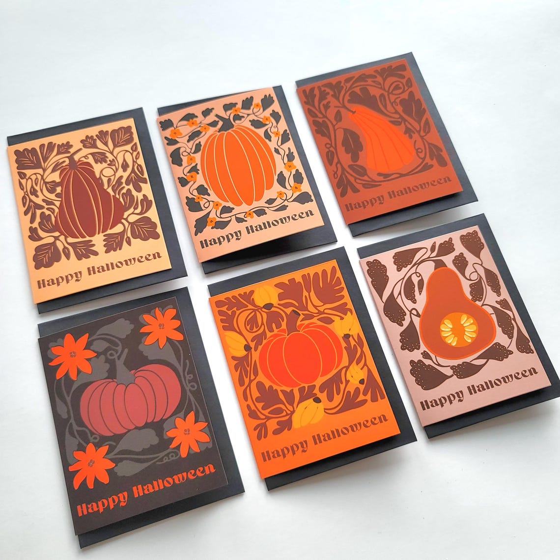 Halloween Pumpkin Note Card Set: Bold Autumn Stationery Gift - Etsy