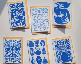 Set of 6 Handmade blank greeting cards with envelopes