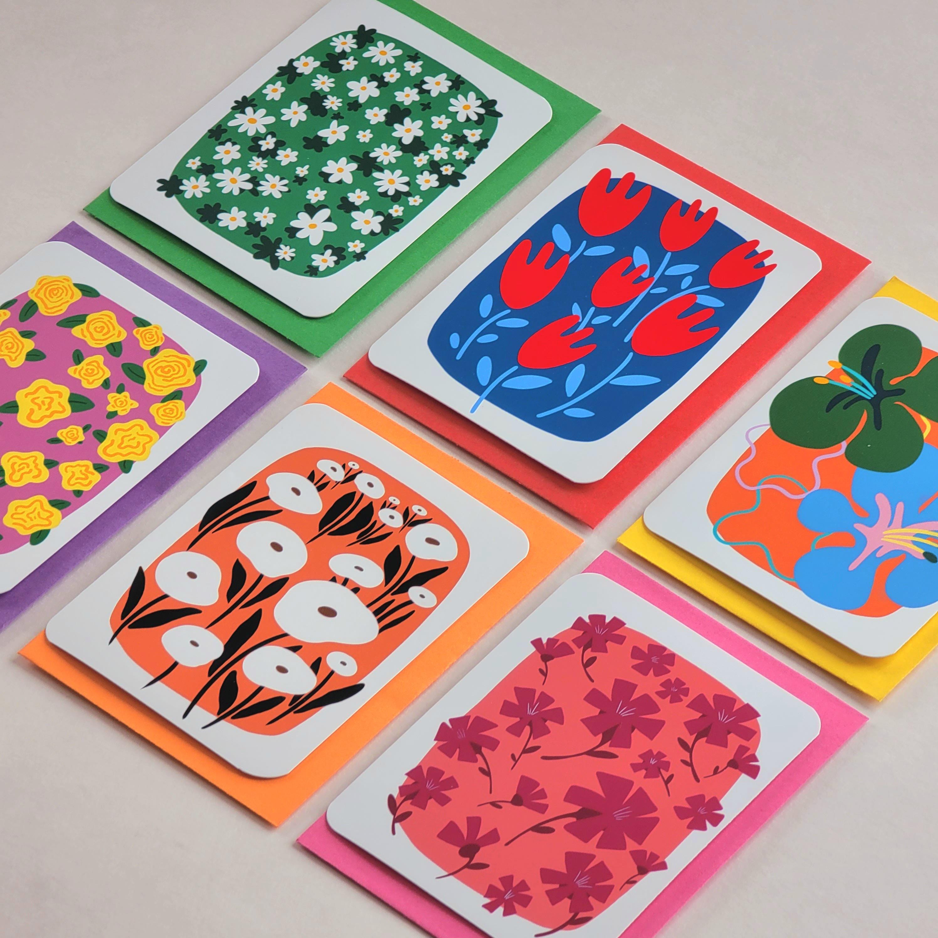 Set of 6 Handmade Blank Floral Cards With Envelopes - Etsy