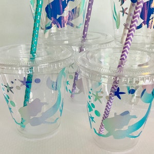 Mermaid party favor cups mermaid birthday mermaid baby shower little mermaid plastic cup mermaid supply mermaid bachelorette party
