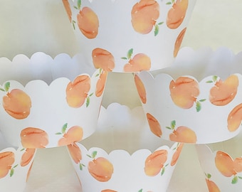 peach watercolor cupcake wrappers sweet as a peach 1st birthday peach party decorations you’re a peach just peachy shower wedding cupcake.