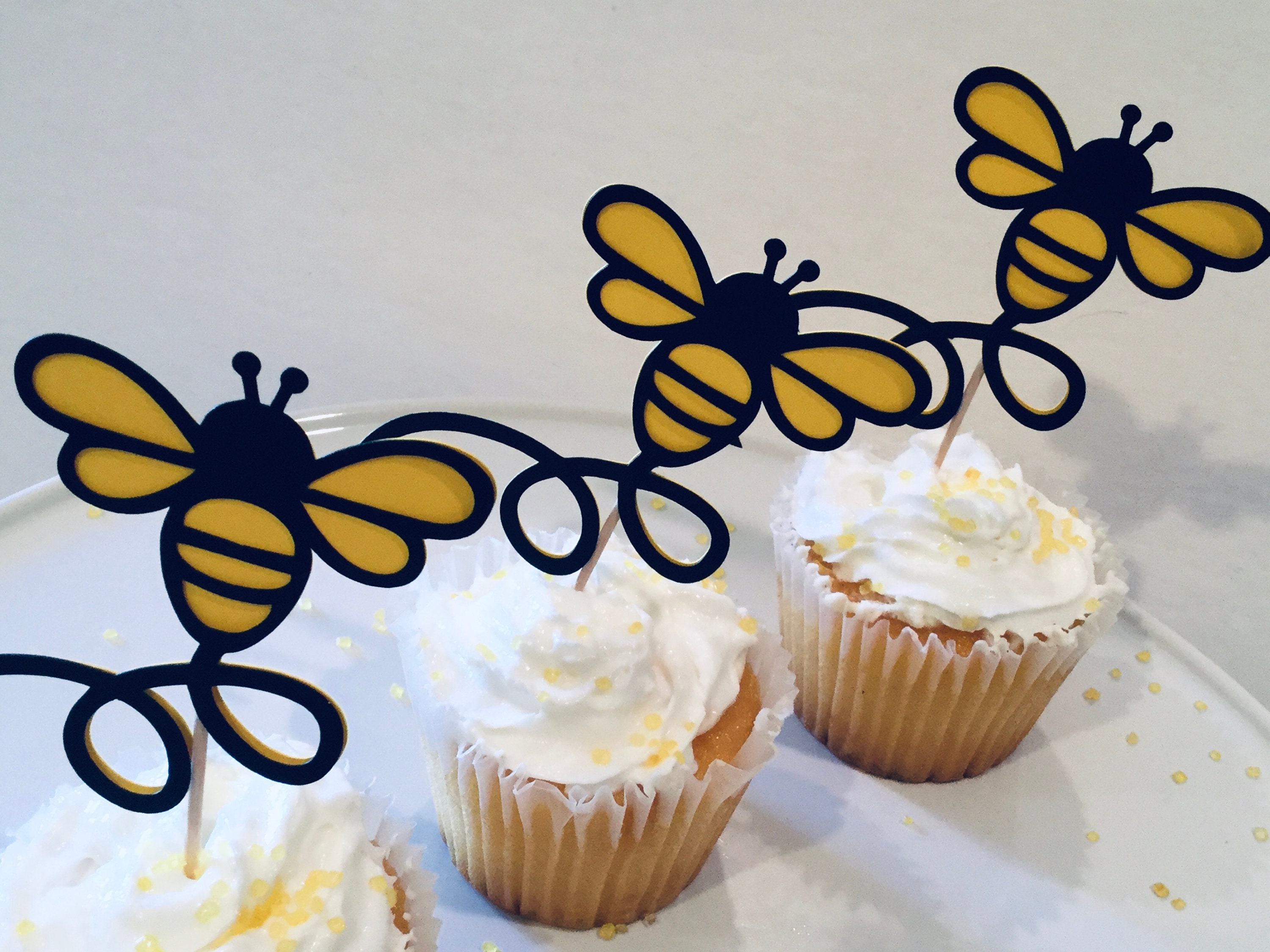 Bee Cupcake Toppers Gender Reveal Honey Bee Bumble Bee 
