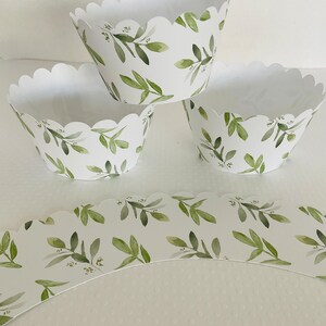 Greenery Watercolor Cupcake Wrappers Baby in Bloom Gender Neutral Oh ...