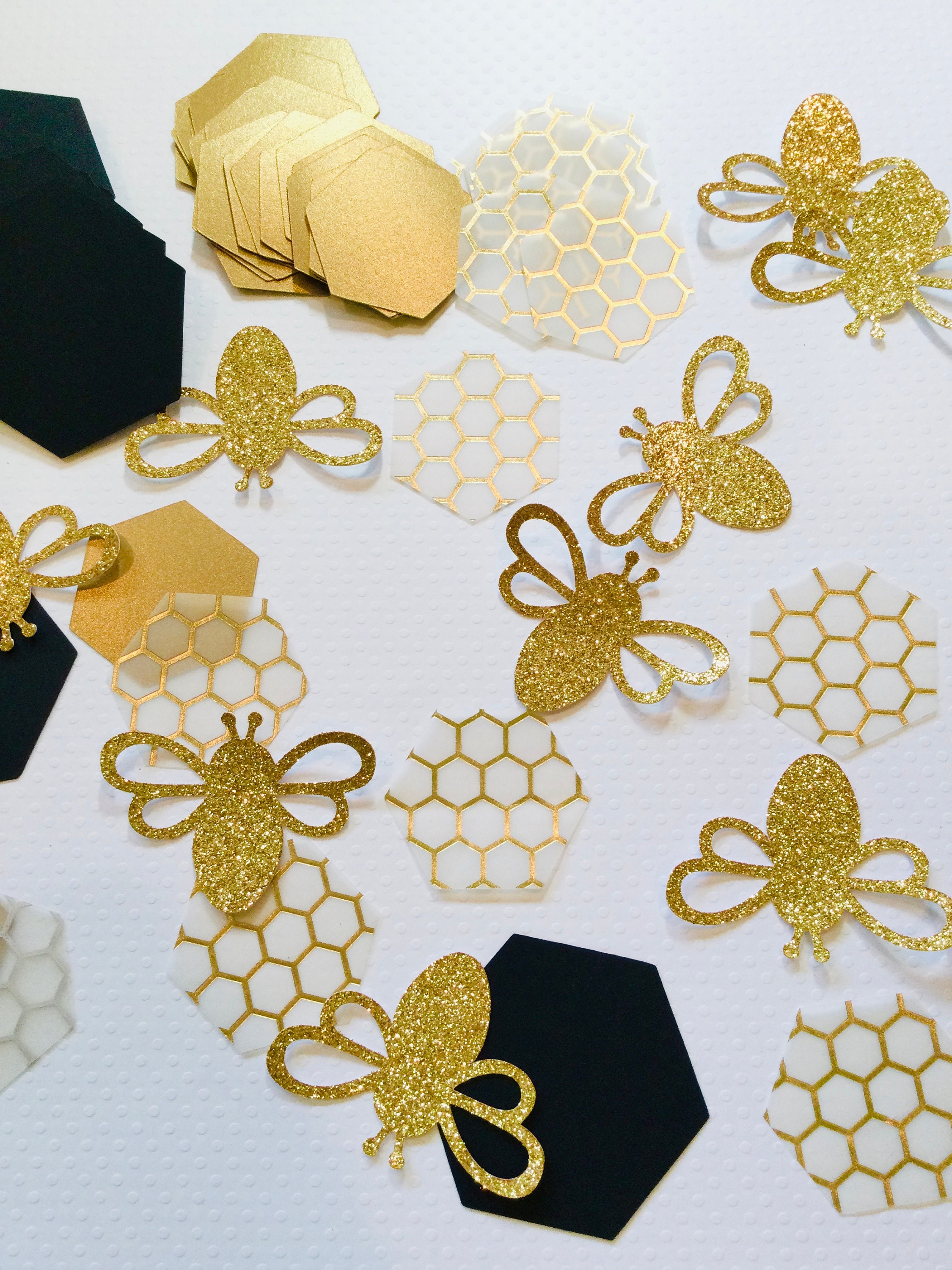 Bumblebee confetti die cuts mommy to bee what will it bee gender reveal baby shower glitter bumblebee sweet as can be