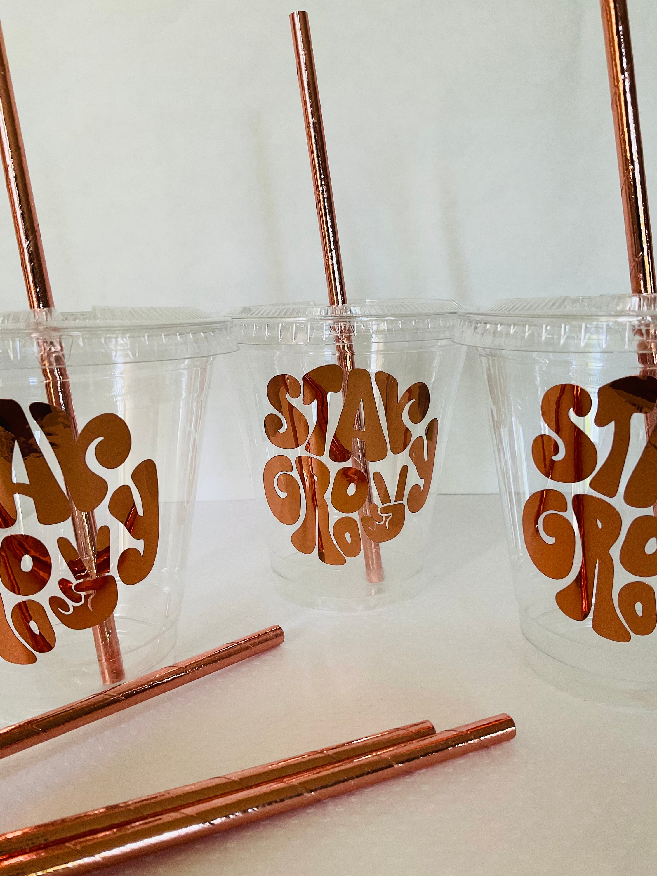 Stay Groovy Plastic Disposable Drink Cups Favor Cup Birthday 12oz