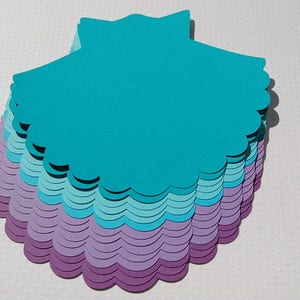 Jumbo paper die cut shells 20 mermaid birthday under the sea shower wedding decor purple aqua image 3