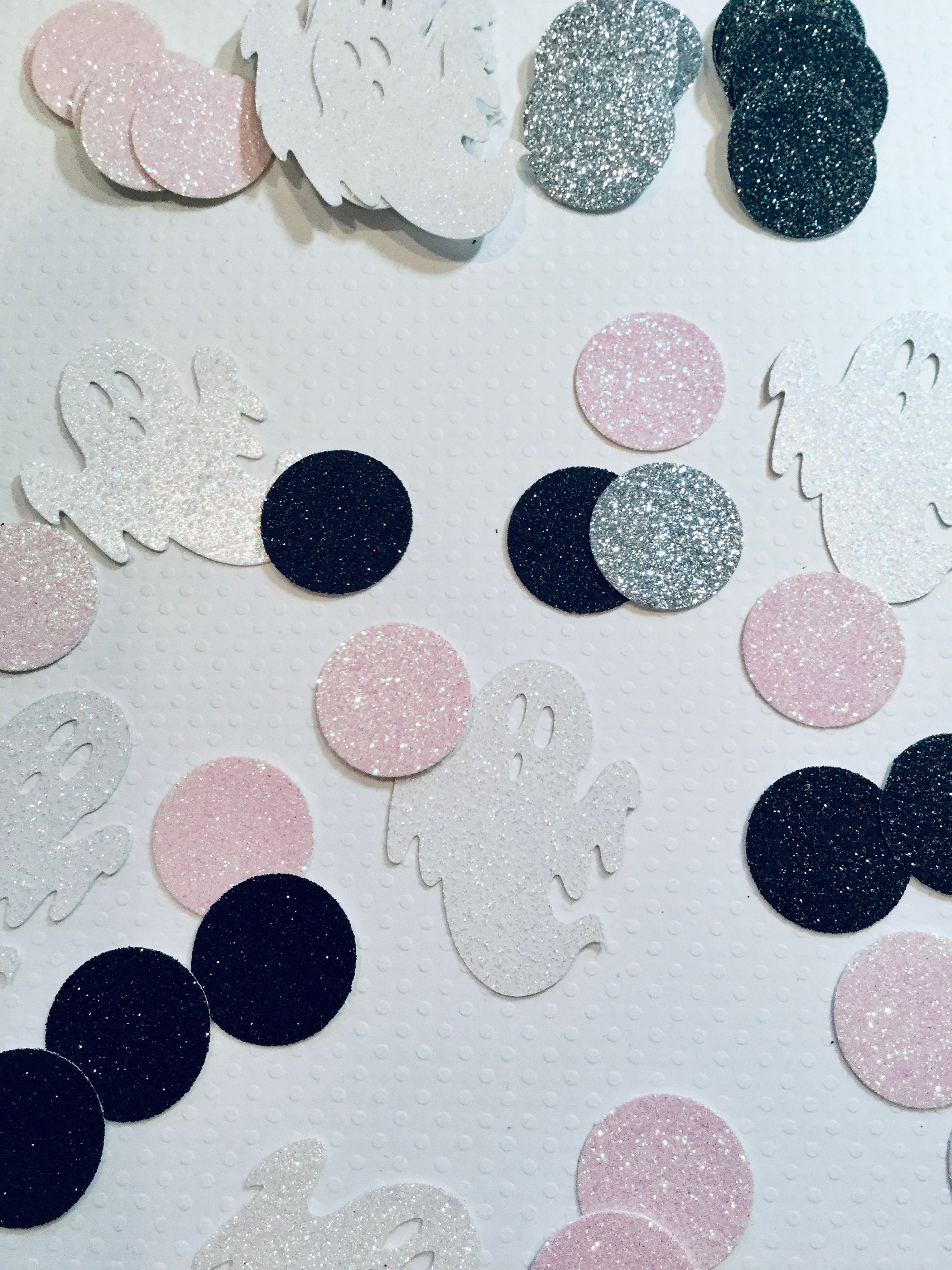 all glitter confetti Halloween decoration baby shower little boo pink black silver white 80 pieces ghouls night out party