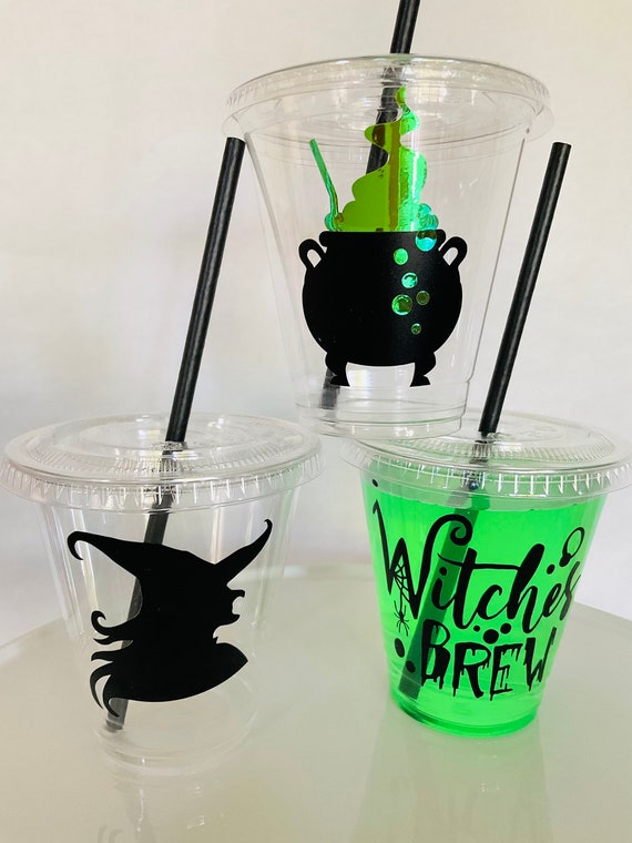 Witchs Brew Halloween Party Cups Plastic Disposable Lids and Straws  Included the Boo Crew Kids Party Halloween Birthday 