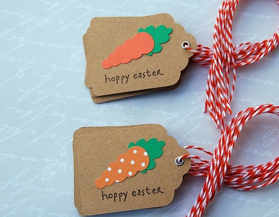 easter kraft tag carrot tag treat bag gift tag set of 12 silver eyelet orange white bakers twine kraft tag