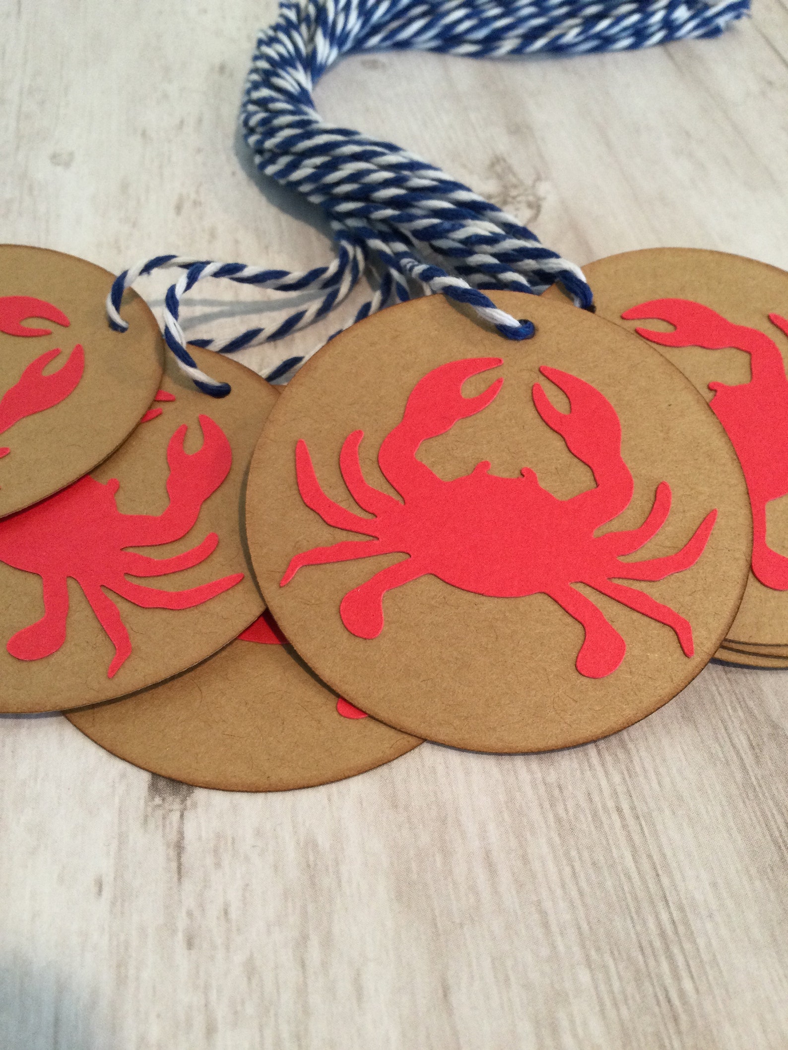 Twelve Kraft Round Crab Gift Tags Wedding Tags Thank You Tags Etsy UK
