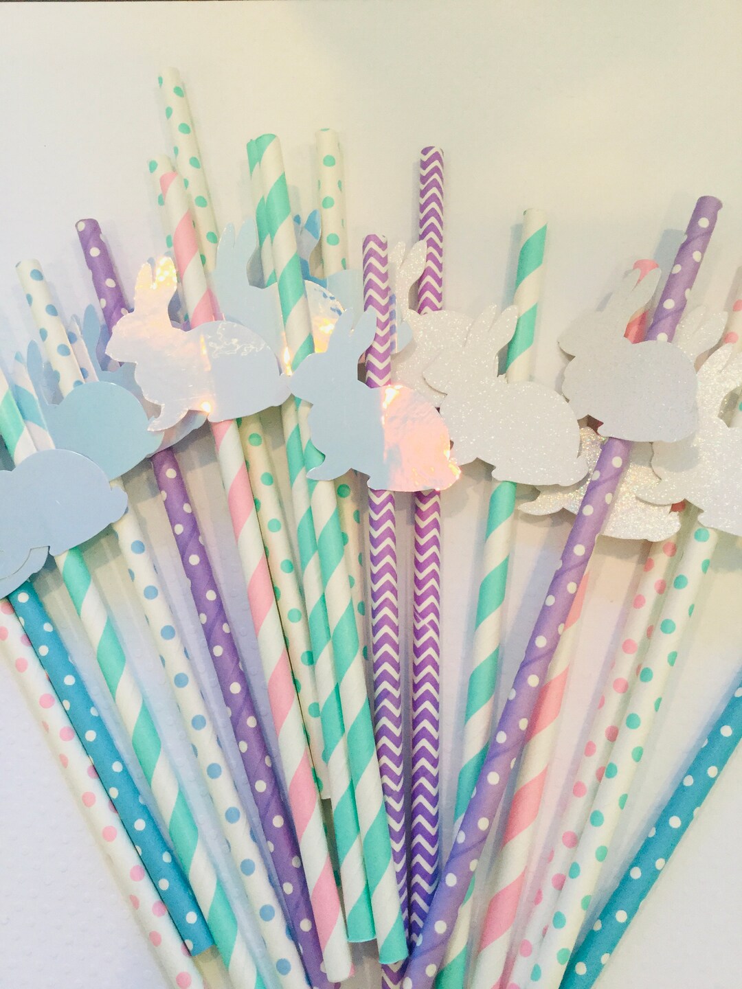 Easter Bunny Straws Bunny Set of 12 Paper Straws Easter Party Easter