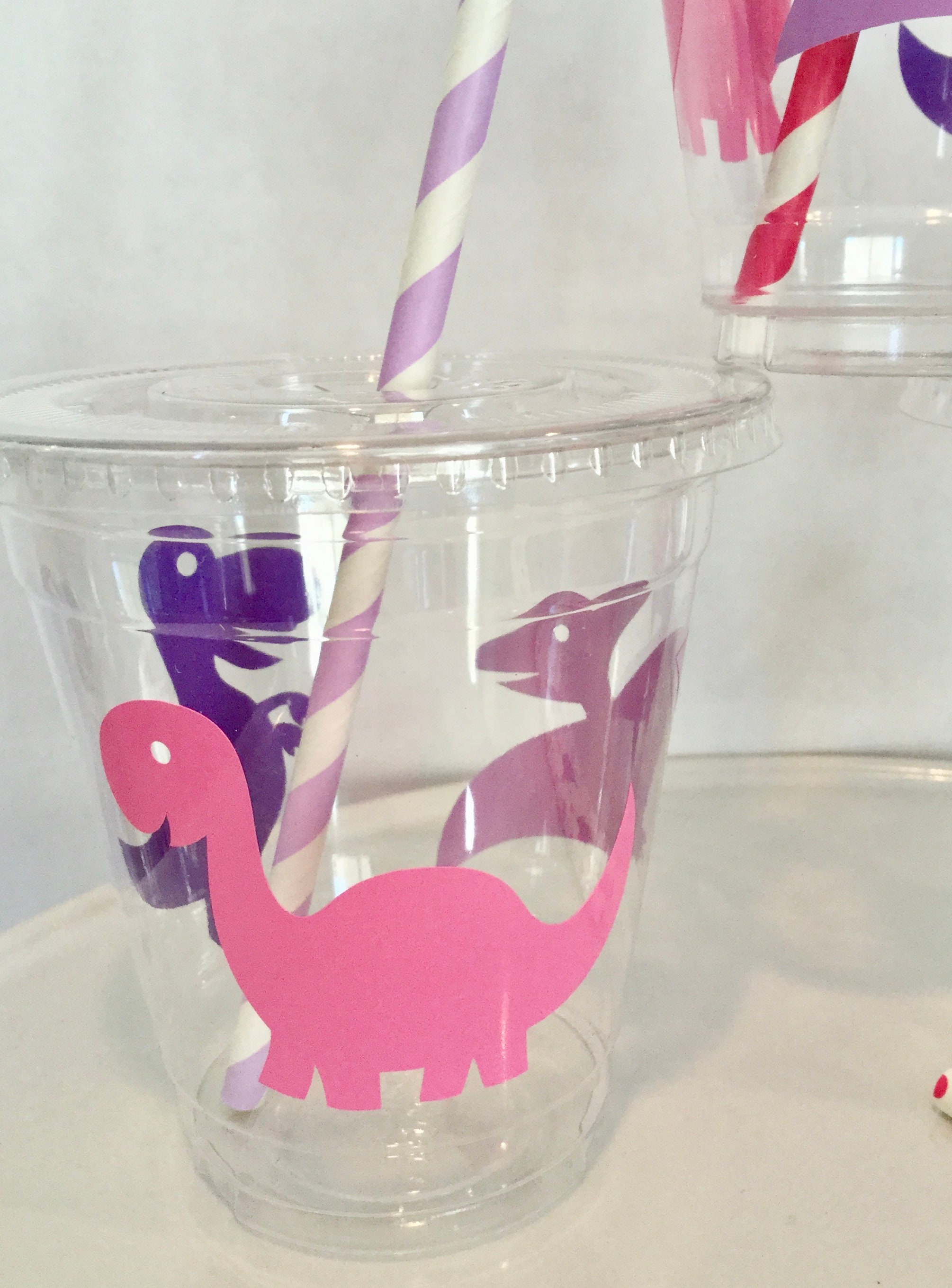 Plastic Kids Cups with Lids-straws 12 oz Jungle Print