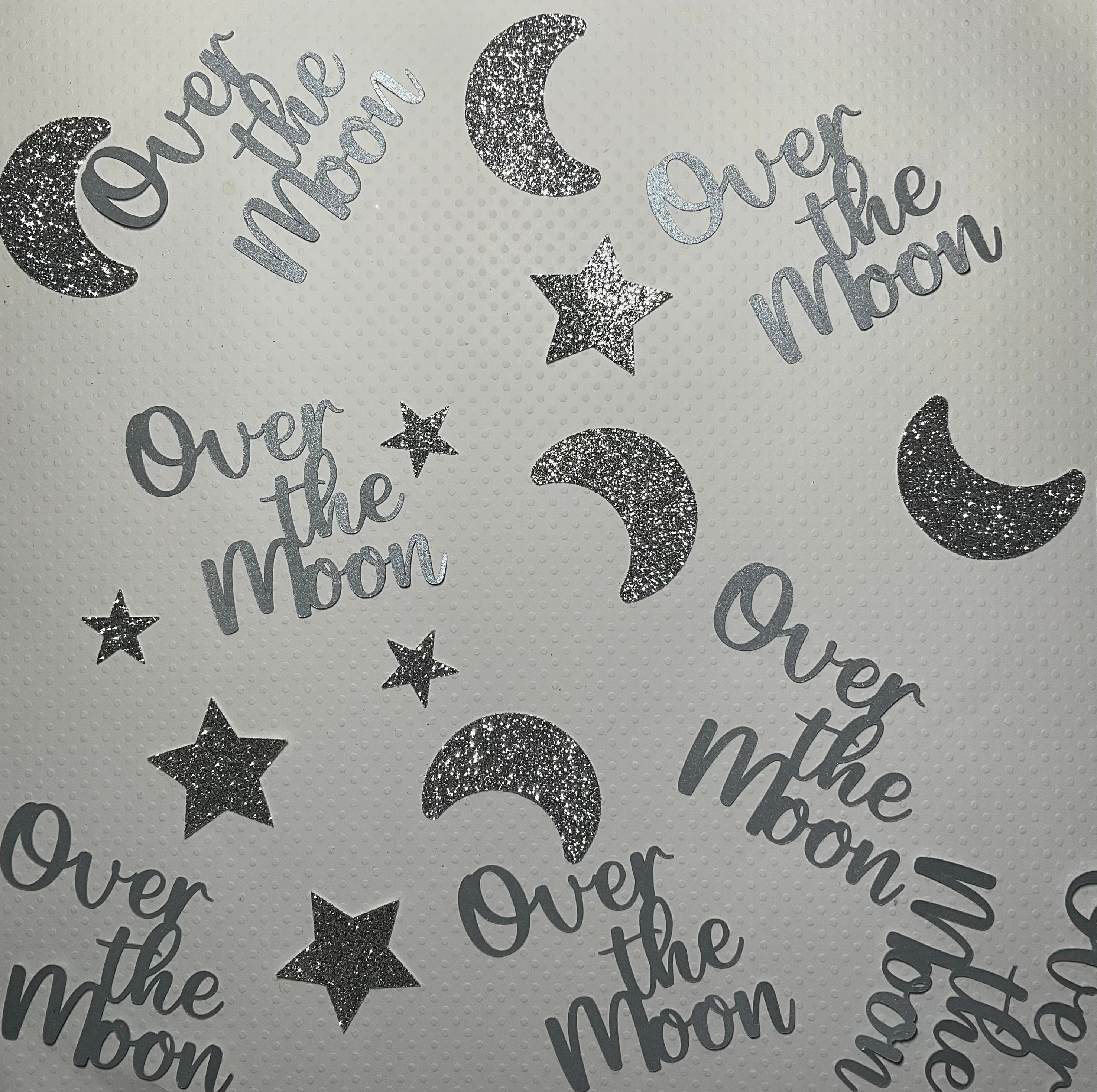Over the moon silver baby shower die cut paper large confetti table decorations