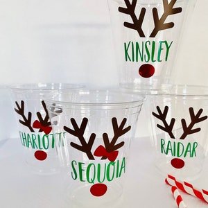 Line Art Reindeer Glass Cup, Libbey, Christmas, Personalized Clear Glass  Tumbler