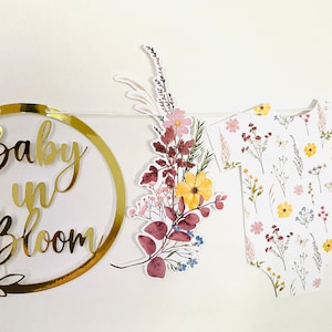 Banner boho wildflower baby in bloom baby shower hanging flower sign flower theme baby shower flower party supply