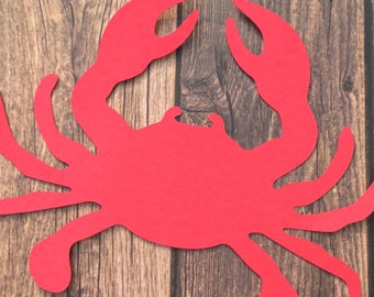 large red paper die cut crab set of 12 ocean theme party sea creature jumbo confetti place cards crab theme decor