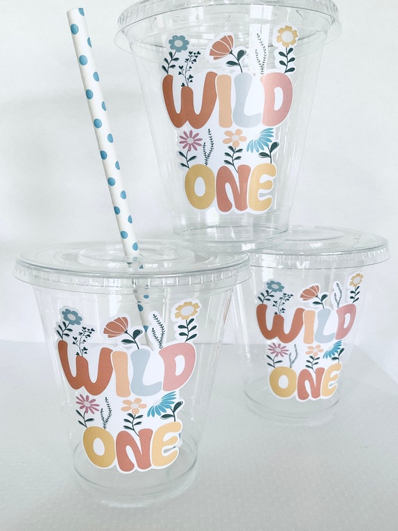 Wild one first birthday plastic disposable cups she’s a wild one boho wildflower first birthday