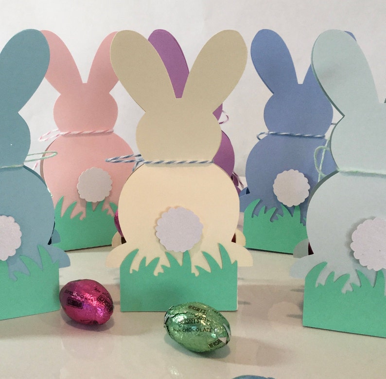 bunny pastel favor box Easter place setting set of 8 rabbit treat container peter rabbit baby shower